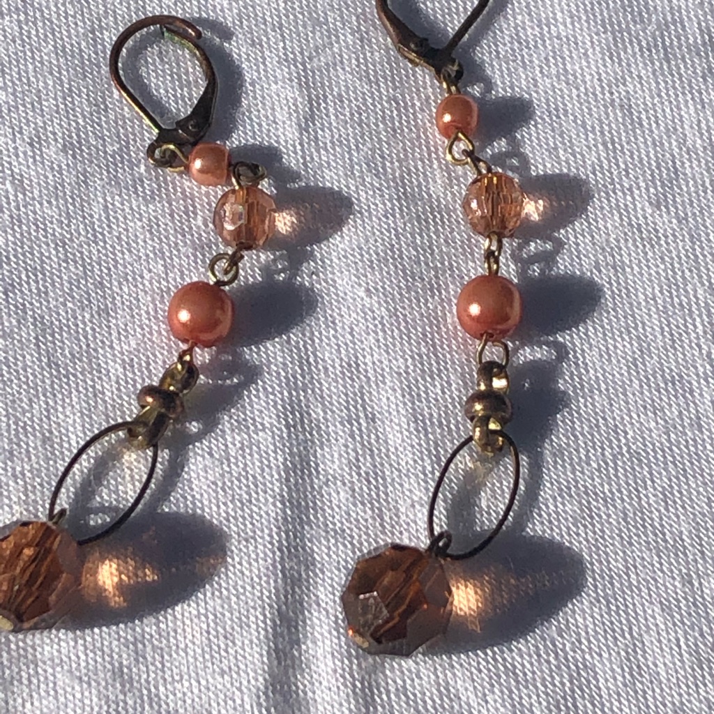 Vintage Style Bead Copper Earrings 9$